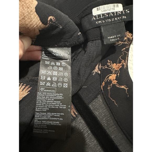 ALLSAINTS Fleur Aurora Dress Size USA 2 Asymmetric hem Cap sleeves Round neck - Picture 11 of 13